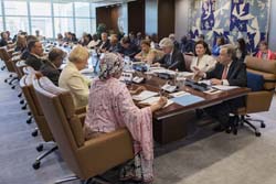 On 12 July 2017, Secretary-General António Guterres (on far right) meets with heads of department and senior UN officials, including Deputy Secretary-General Amina Mohammed (foreground left)