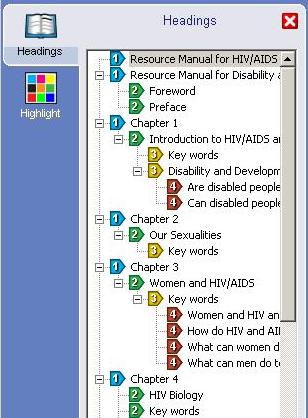 list of headings