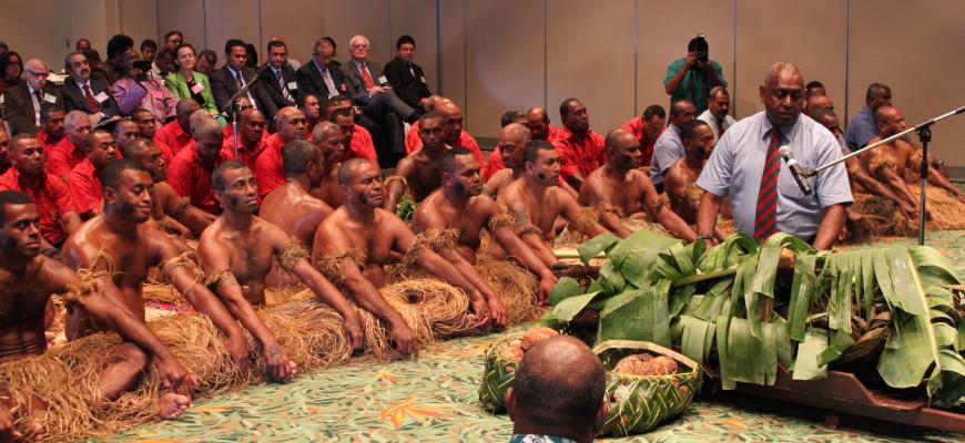 Demonstration of Meke, a Fijian traditional dance