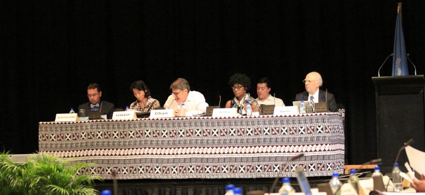 The podium at the opening session