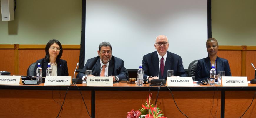 The podium at the opening session