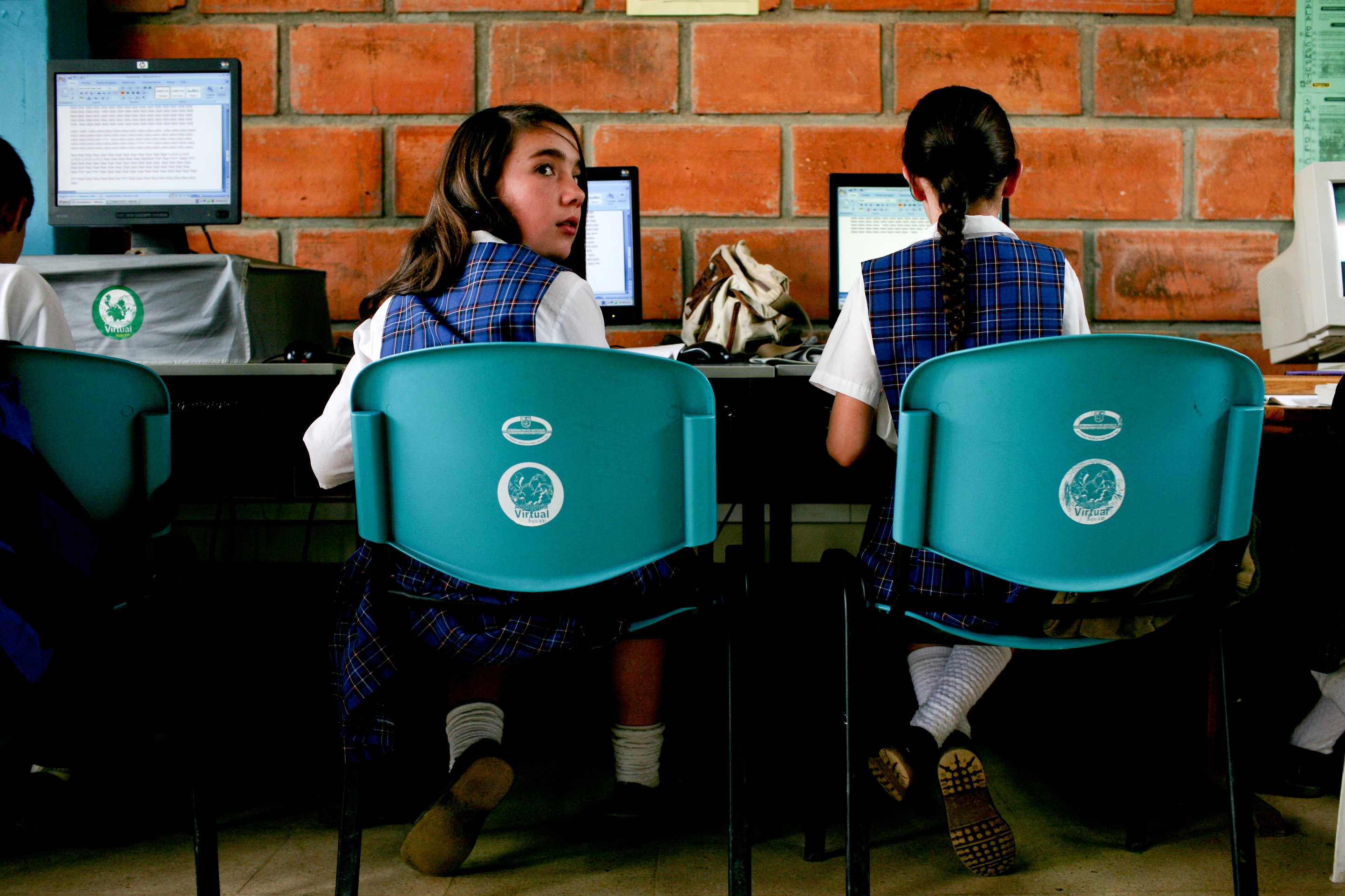 A computer class at a rural secondary school in La Ceja del Tambo
