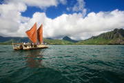 The Hōkūle‘a canoe on the water