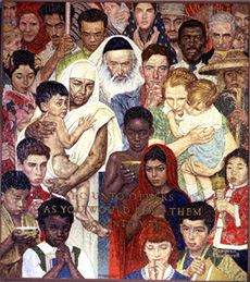 Norman Rockwell Mosaic "The Golden Rule".
