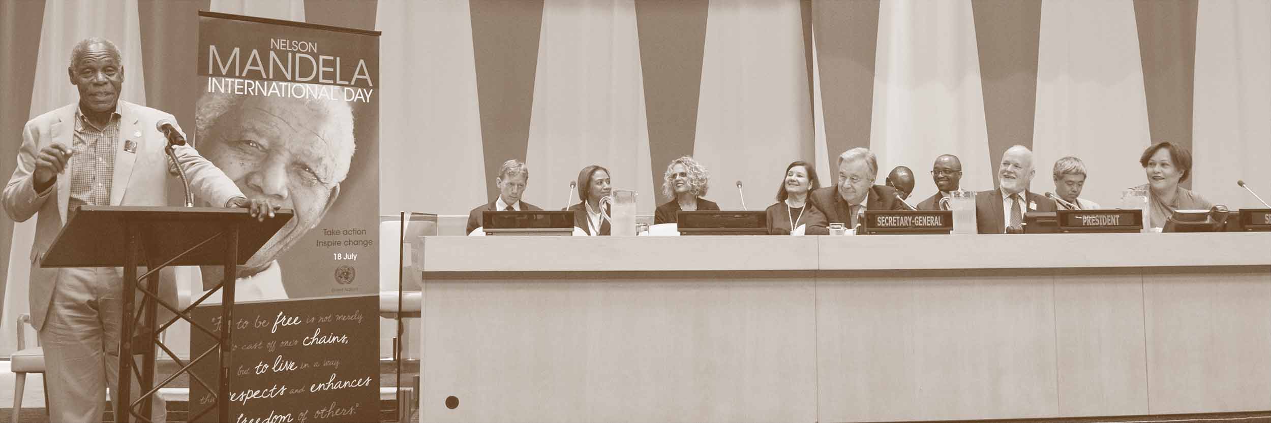 Danny Glover, actor, director, and political activist, addresses the General Assembly’s informal meeting in observance of Nelson Mandela International Day. UN Photo/Kim Haughton