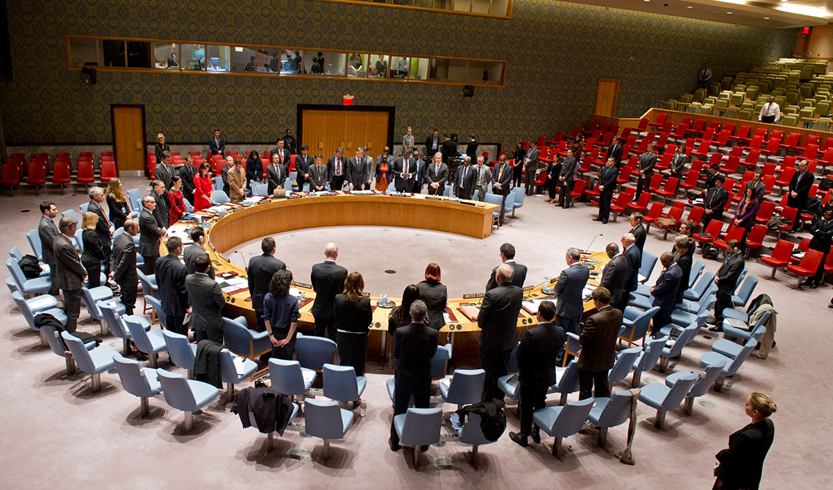 The Security Council observes a minute of silence upon the news of the death of former South African President Nelson Mandela.