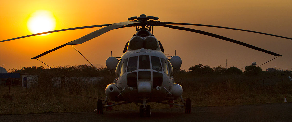 An Mi-8 helicopter of the United Nations Mission in South Sudan (UNMISS), in Juba