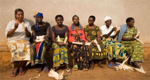 Rwanda survivors sitting on a bench