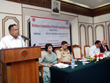 Photo of The Minister of Foreign Affairs, HE Mr Abdul Hassan Mahmoud Ali, addressing the 1540 Experts at the opening session of the country visit in Dhaka on 21 April 2014.