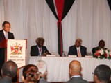 1540 Chair, Ambassador Kim Sook addresses opening session in the framework of the 1540 Committee visit to Trinidad and Tobago at the invitation of its Government (17-19 April 2013), Acting Prime Minister of Trinidad and Tobago and Minister of Foreign Affairs, Mr. Winston Dookeran (center)