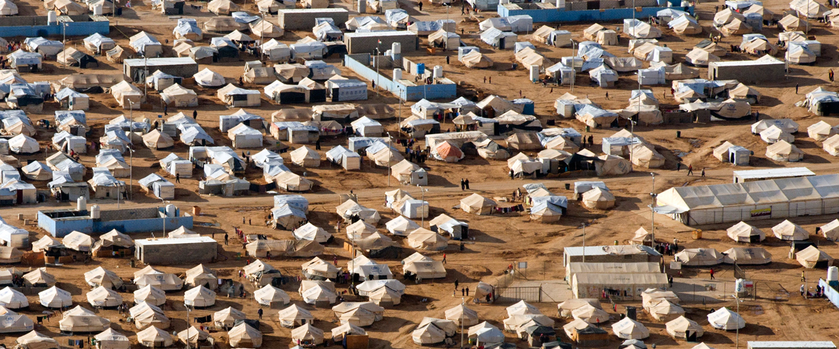 Una vista aérea del campamento de refugiados de Za’atri, que alberga a decenas de miles de sirios desplazados por el conflicto, cerca de Mafraq, Jordania.