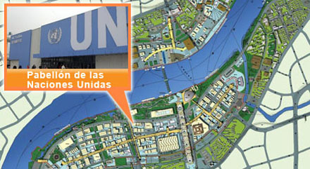 Ubicación del Pabellón de las Naciones Unidas