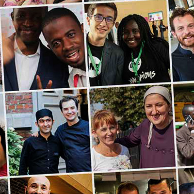 Collage de fotos con diferentes personas en nuevos países de acogida