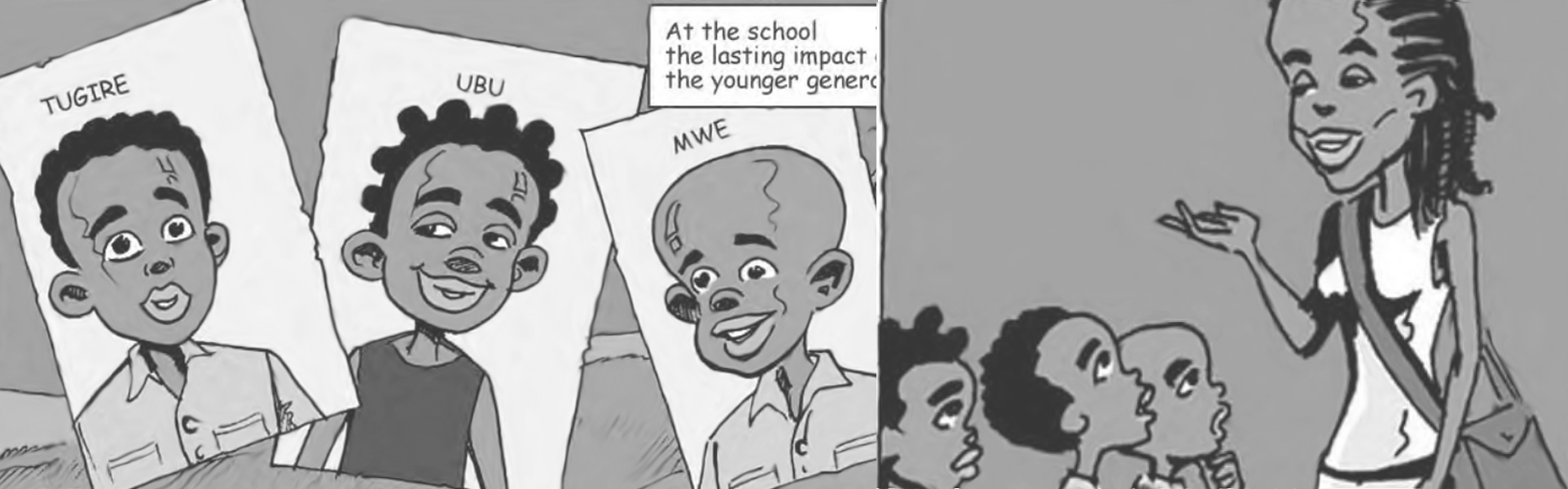 Fotogramas de la novela gráfica juvenil sobre el Genocidio en Ruanda.