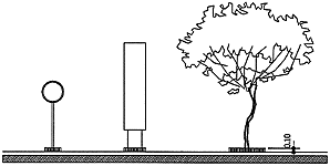 Obstructions with 0.10 m raised platform