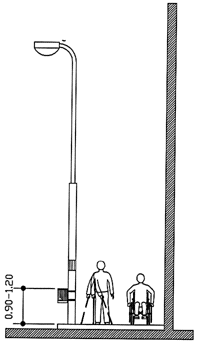 Locating garbage bins attached to lampposts.