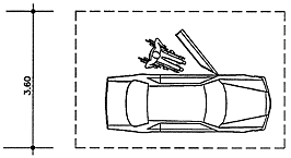 Minimum width of accessible parking is 3.60 m.