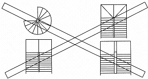 Circular stairs and stepped landings should be avoided.