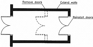 Enlarging existing vestibule.