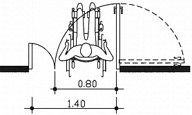 Double-leaf doors, at least one door with minimum width of 0.80 m.