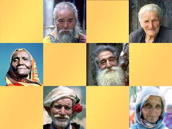 Visages de personnes âgées du monde entier