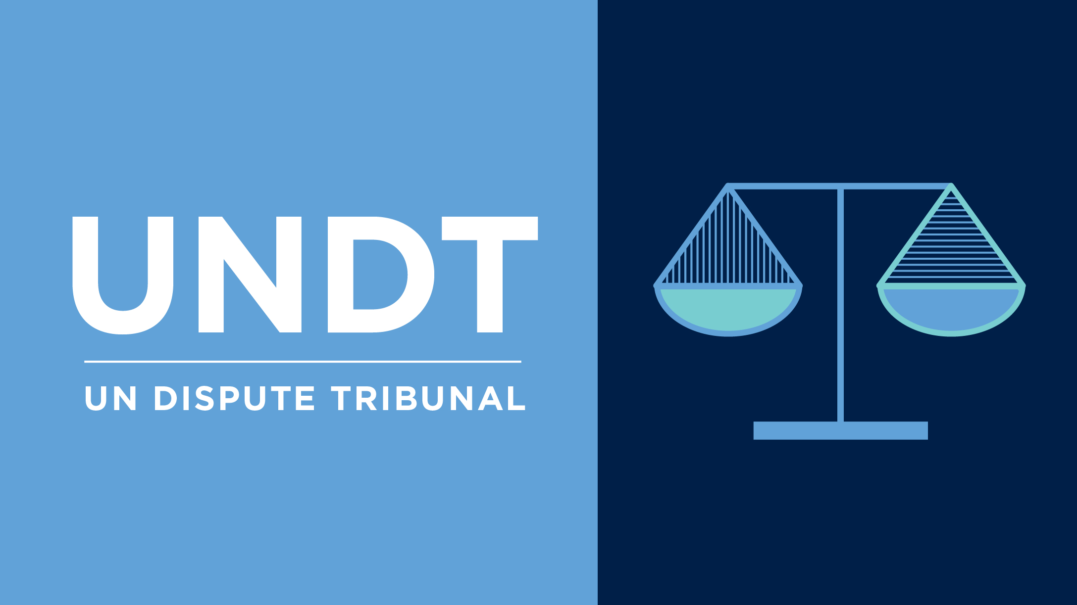 Graphic of illustration of scales of justice with text that reads UNDT - UN Dispute Tribunal