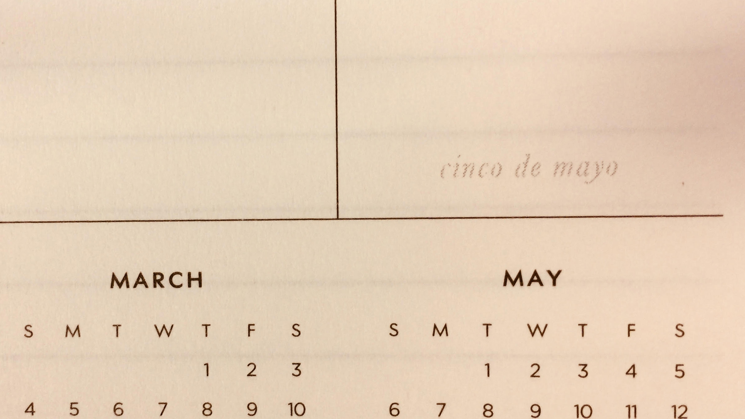 Photo of page from calendar