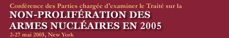 Conférence des Parties chargée d’examiner le Traité sur la non-prolifération des armes nucléaires en 2005 (2-27 mai 2005, Siège de l'ONU à New York)