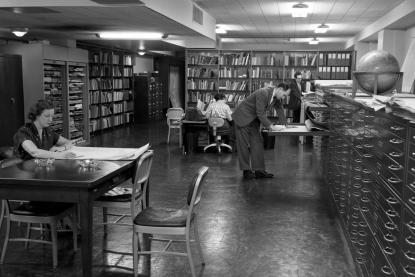 Map Collection Room located in the Library Building at UN Headquarters. UN Photo/Nagata, 1962