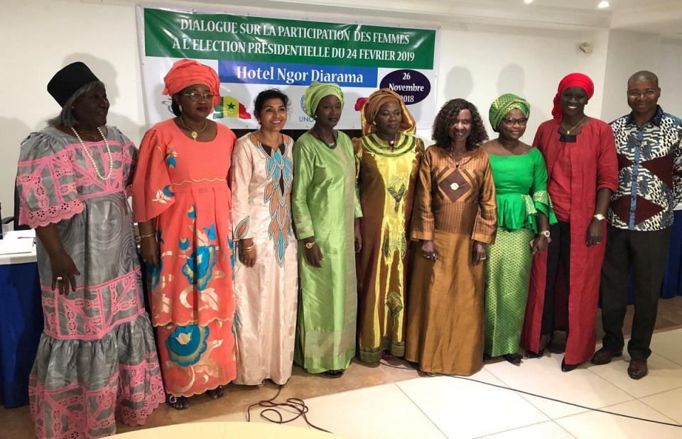Ruby Sandhu-Rojon, DSRSG for West Africa and the Sahel with female candidates during the electoral presidential campaign. by Ruby Sandhu-Rojon on her personal Twitter account.
