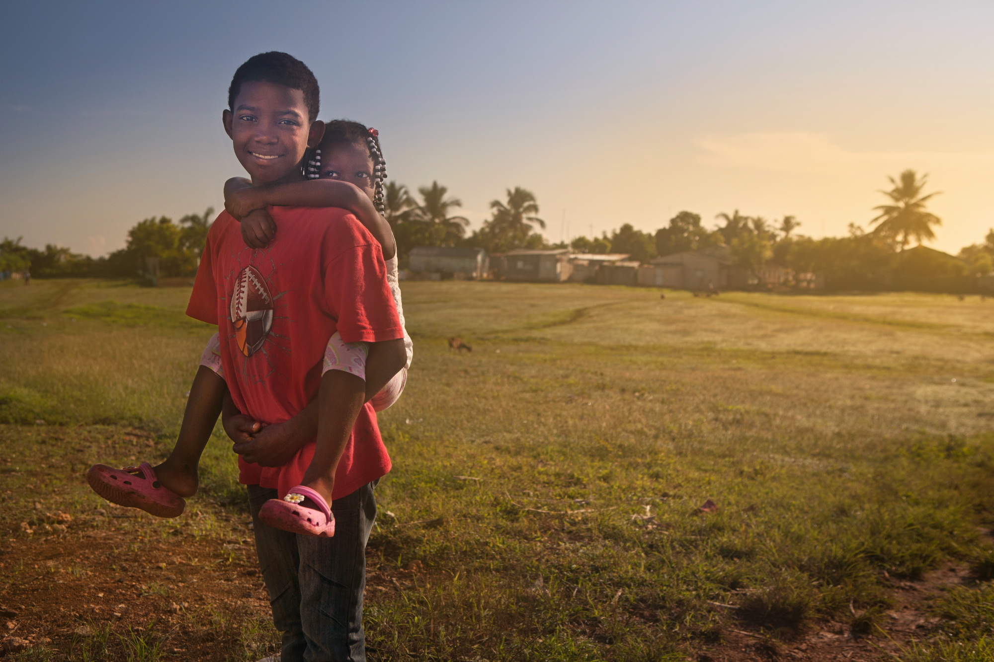 Two children on a field