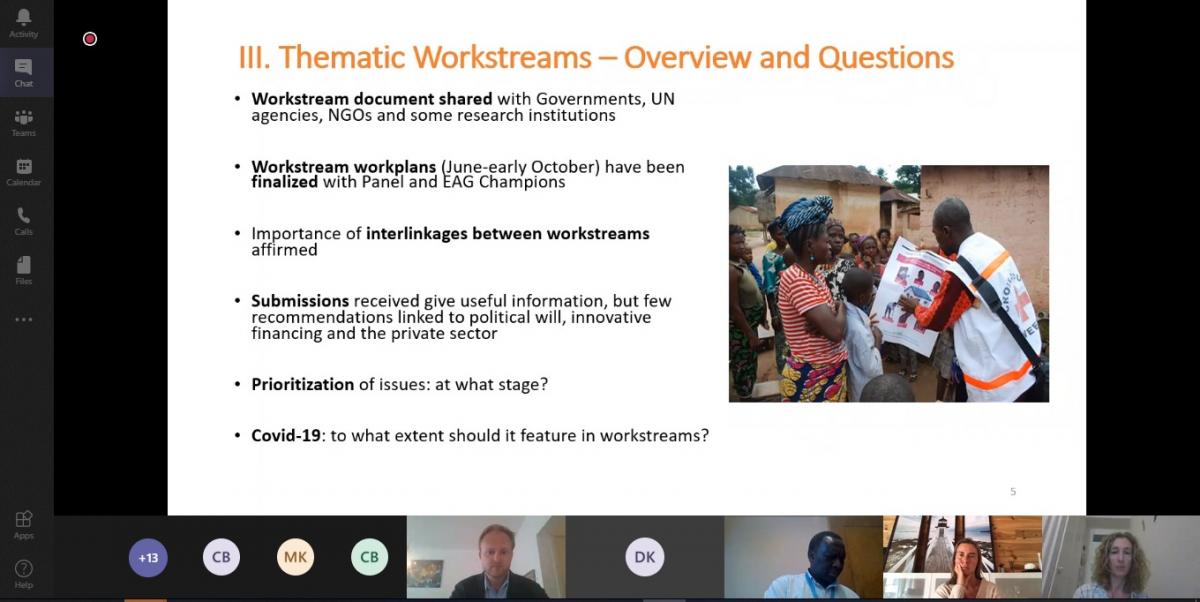picture of presentation on workstream by the Secretariat