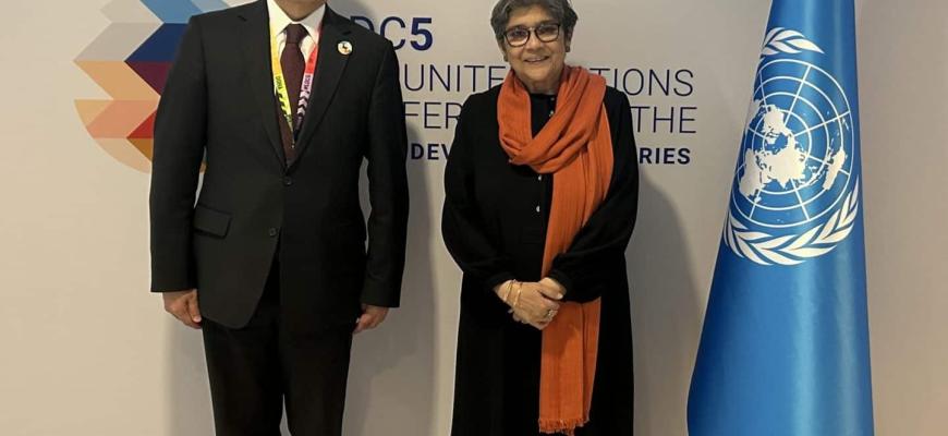 Rabab Fatima, UN Under-Secretary-General and High Representative, UN-OHRLLS and Xiangchen Zhang, Dep