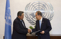 Secretary-General Ban Ki-moon and President Susilo Bambang  