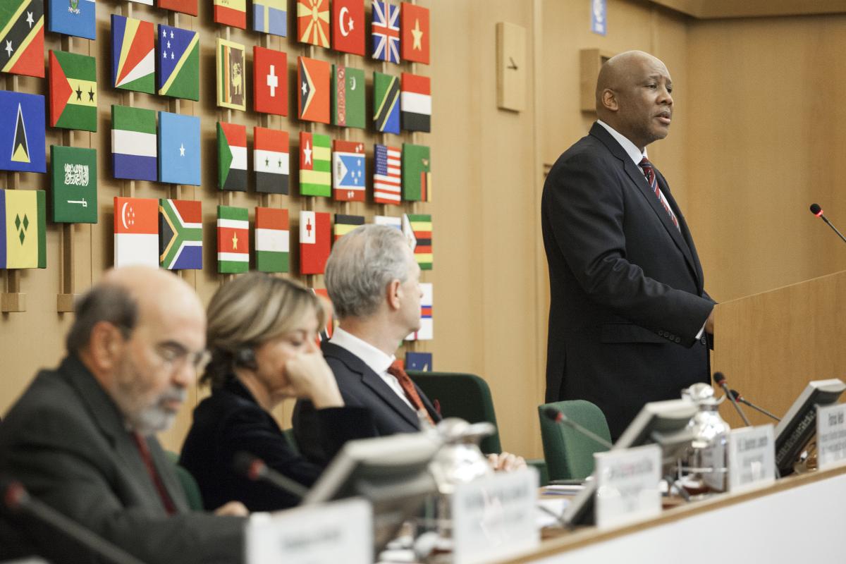 His Majesty King Letsie III of the Kingdom of Lesotho at the FAO/WHO International Symposium on Sustainable Food Systems for Healthy Diets and Improved Nutrition.