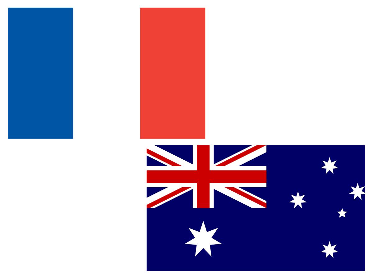 Flags of France and Australia.