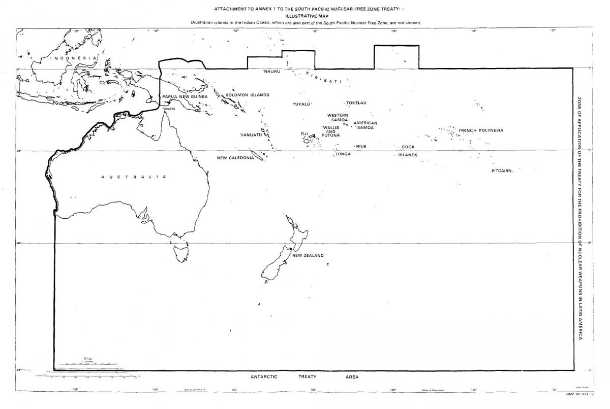 Visual illustration of the South Pacific Nuclear Free Zone