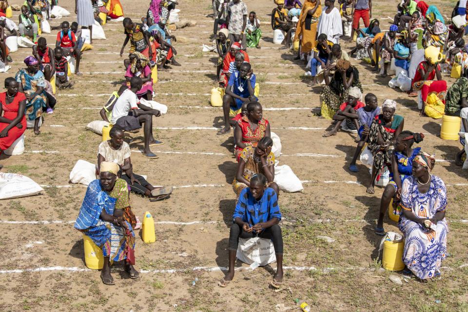 South Sudanese refugees practice social distancing