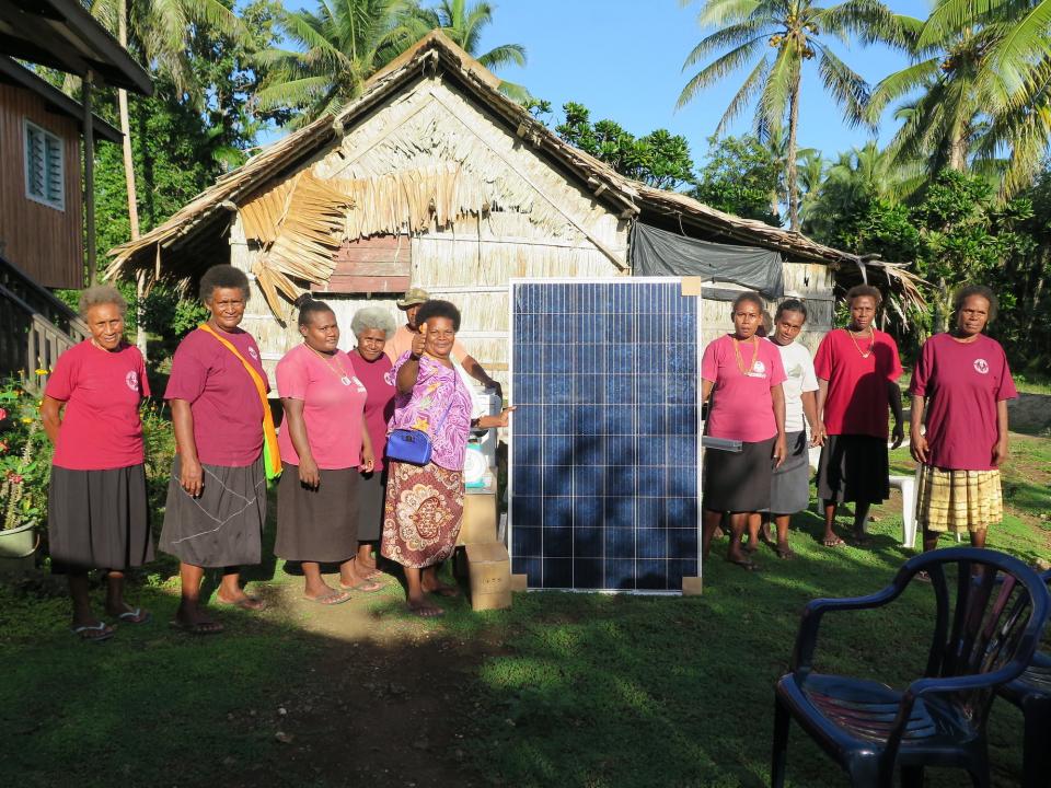 Delivering solar panels to Kiu, Solomon Islands.