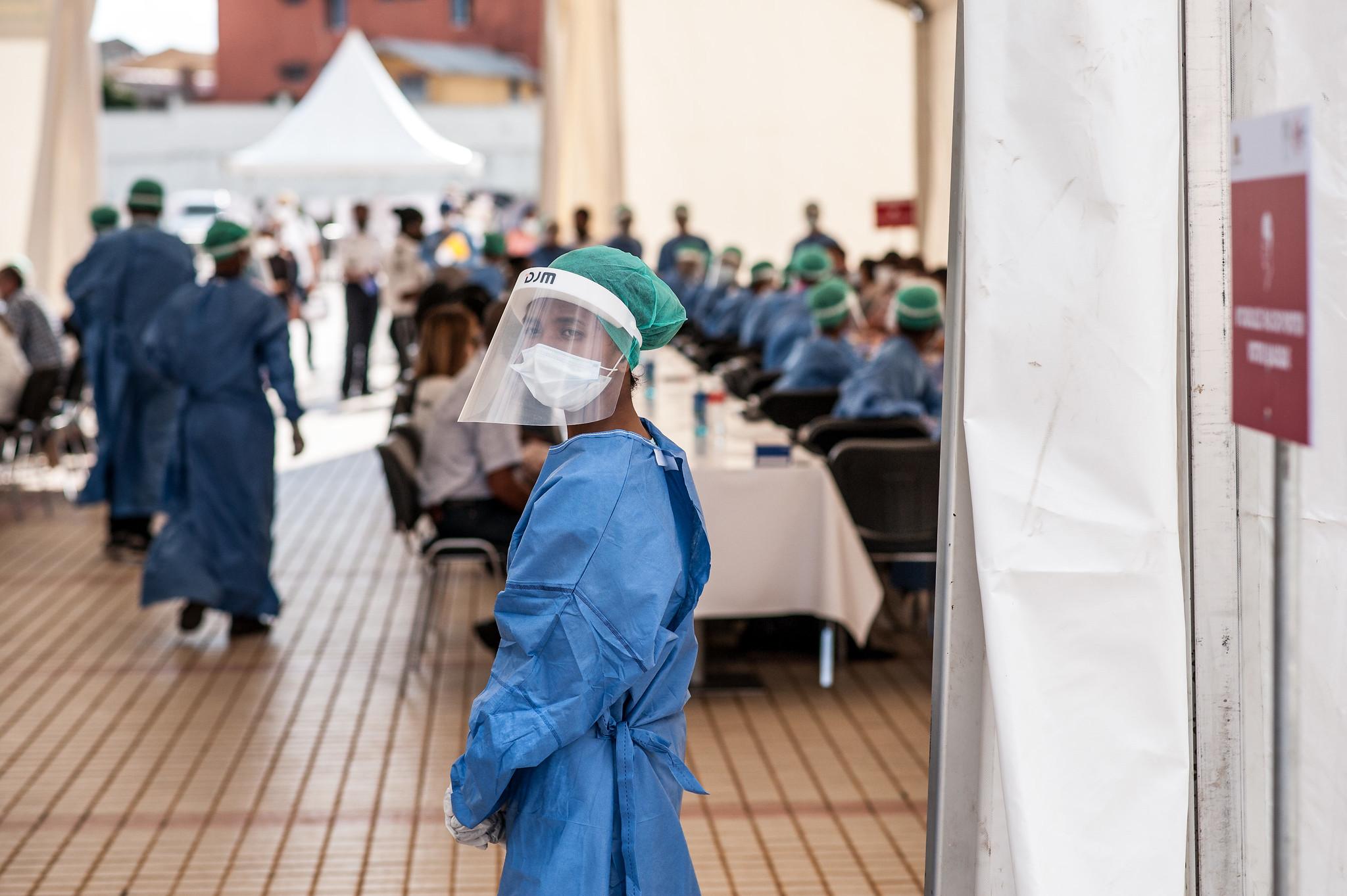 The picture of health worker at the front lines of fighting COVID-19 in Madagascar.