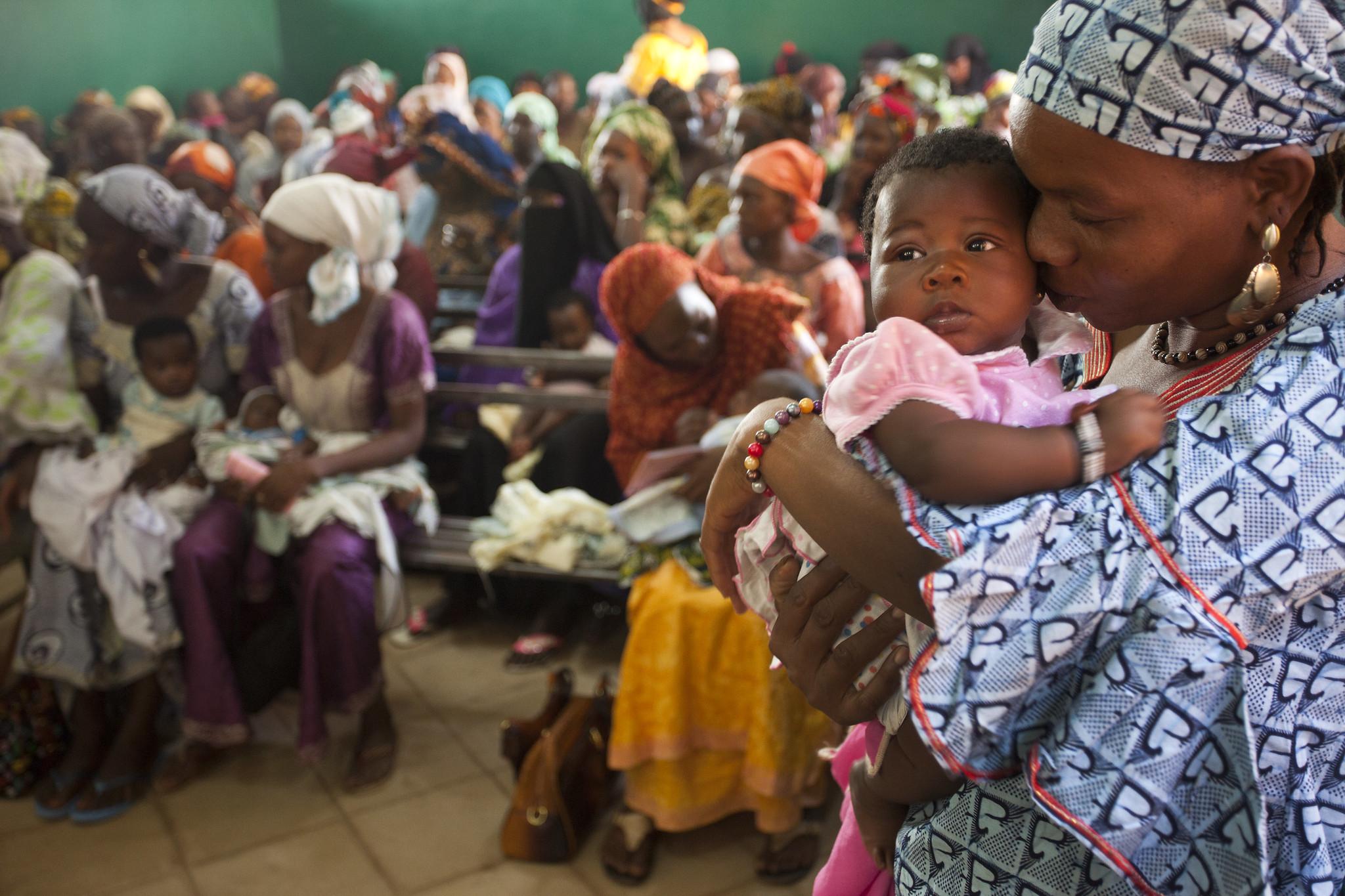 Mothers wait to vaccinate their babies in Bamako, Mali. 