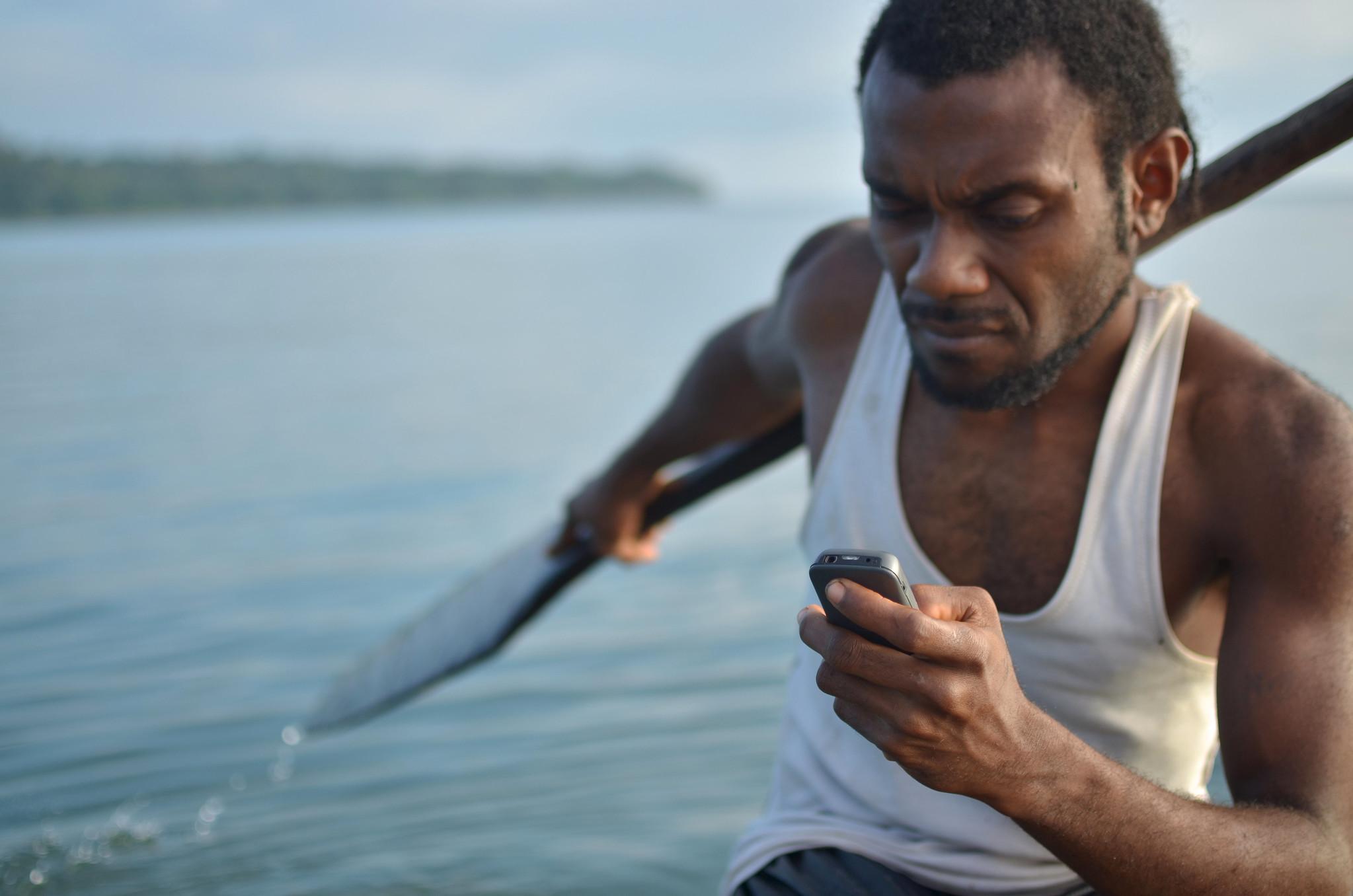 A fisherman can now text for help in Vanuatu. A fisherman can now text for help in Vanuatu.