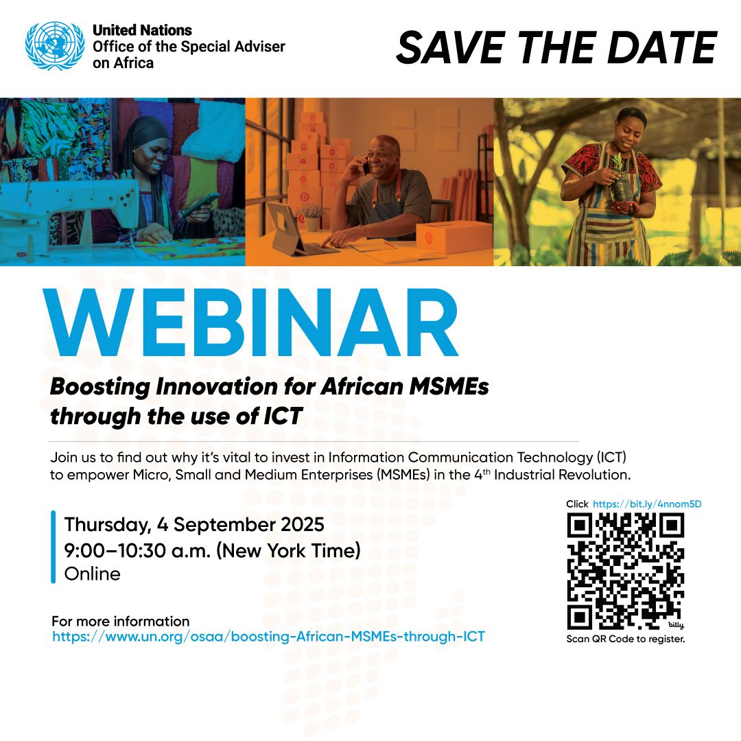 Flyer to promote the event showing several workers using technology