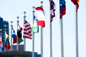 A line of nations flags.