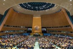 A wide view of the United Nations General Assembly Hall