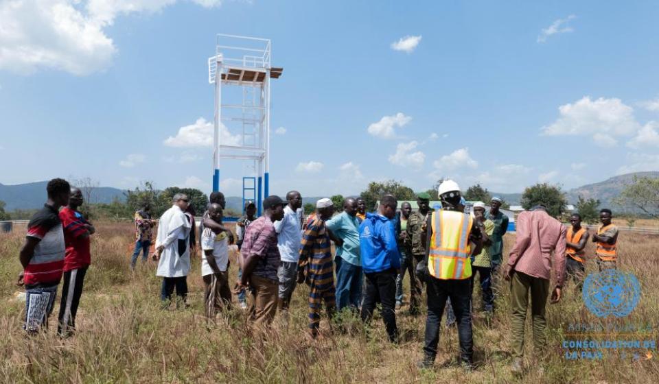 Community from the project in a field