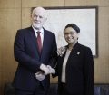 Peter Thomson, President of the seventy-first session of the General Assembly meets with Mrs. Retno Marsudi, Minister for Foreign Affairs (Republic of Indonesia).