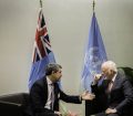 Peter Thomson, President of the seventy-first session of the General Assembly, with Bulgarian President Mr. Rosen Plevneliev.