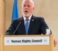 H.E. Mr. Peter Thomson, President of the General Assembly, speaks during the High-Level-Segment of the 34th Session of the Human Rights Council. UN Photo / Elma Okic