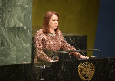 Présidente de l'Assemblée générale, S.E. Mme María Fernanda Espinosa, lors de la séance de fermeture de la 72e session de l'Assemblée générale.